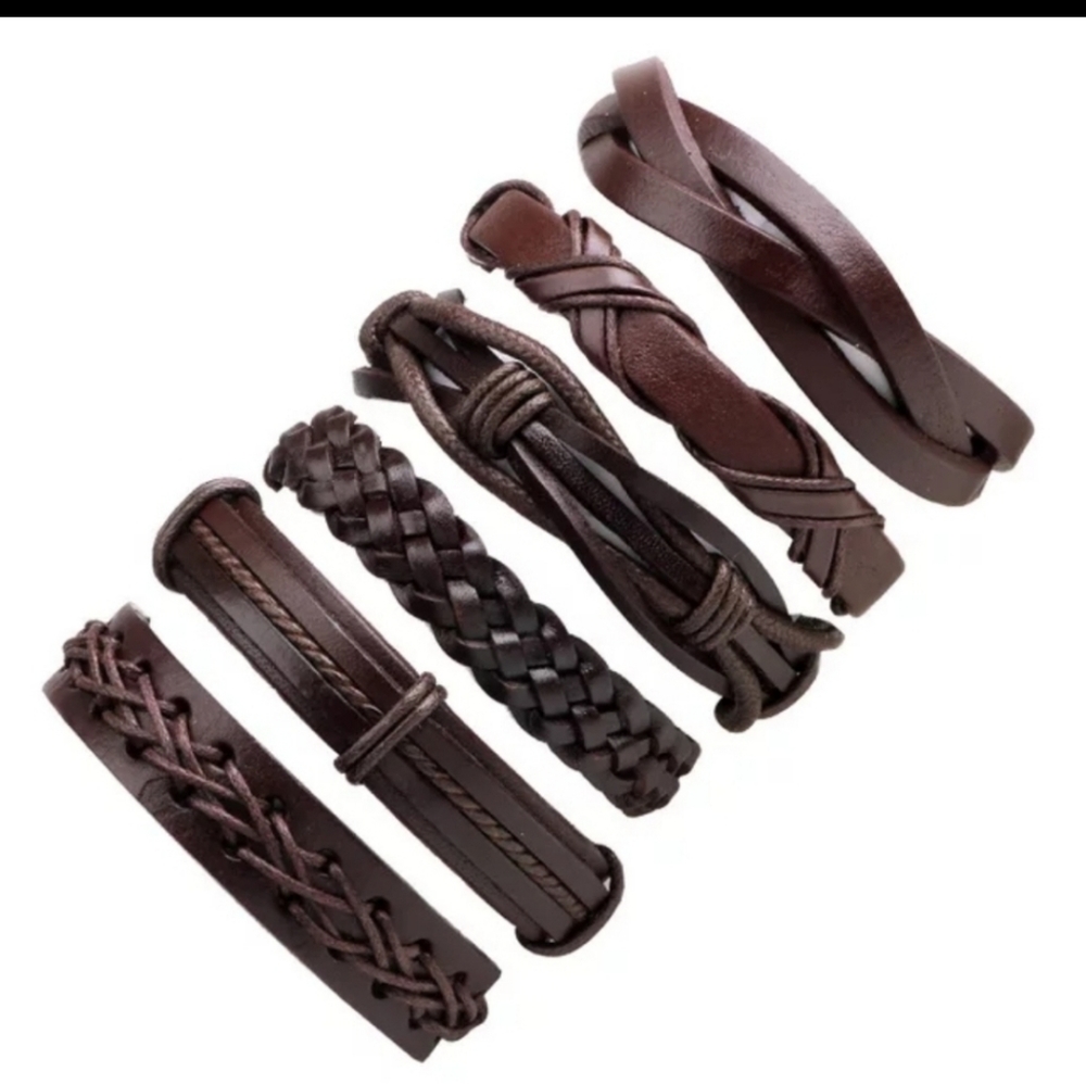 NIP Set of 6 Leather Bracelets
